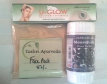 contain U glow cream,Tashvi ayurveda face pack,neem tablet